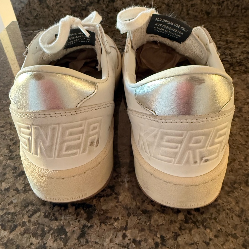 Golden Goose White and Green Star Sneakers - Picture 6 of 9